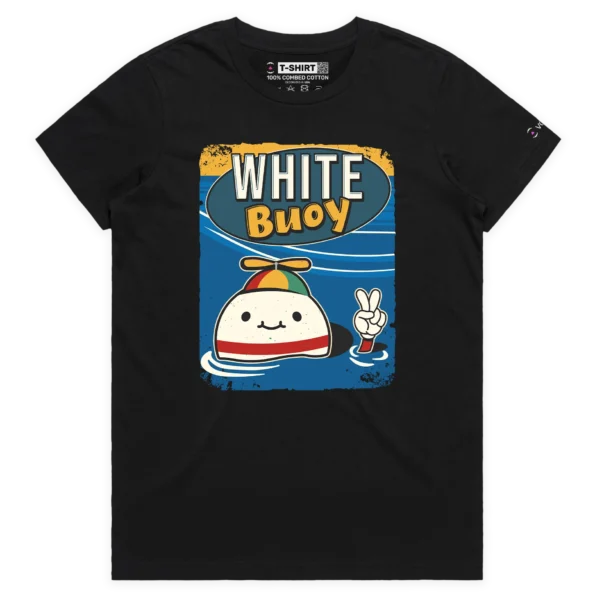 White Female Floating Buoy, ‘Give Peace A Chance’ 2 T-Shirt design VOICEART