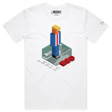 White Male A Political tshirt with Donald Trump in a Lego Prison design VOICEART