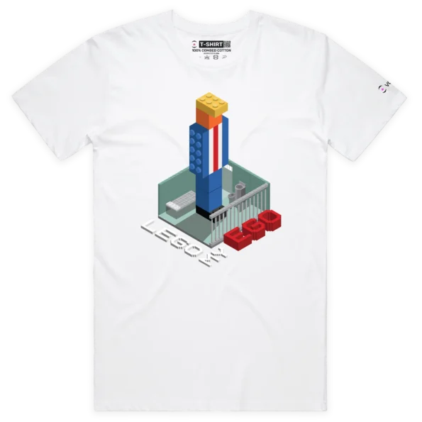 White Male A Political tshirt with Donald Trump in a Lego Prison design VOICEART