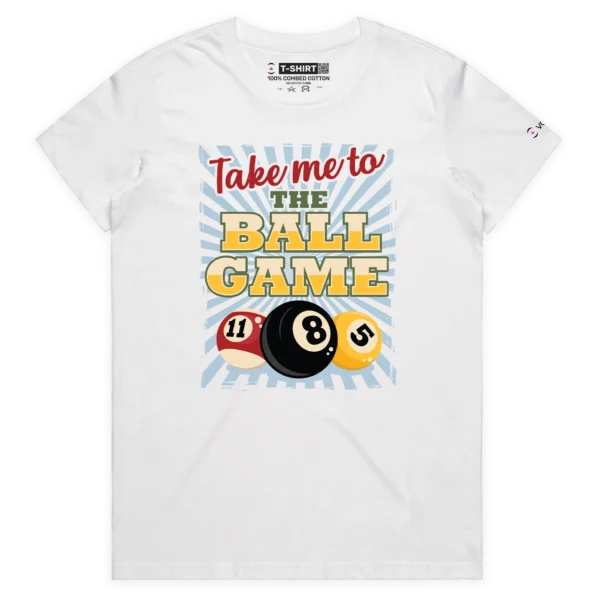 White Female Take Me To The Shooting Ball Game T-shirt design VOICEART