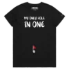 Black Female Golf ball in belly button, ‘My Only Hole In One’ T-shirt design VOICEART