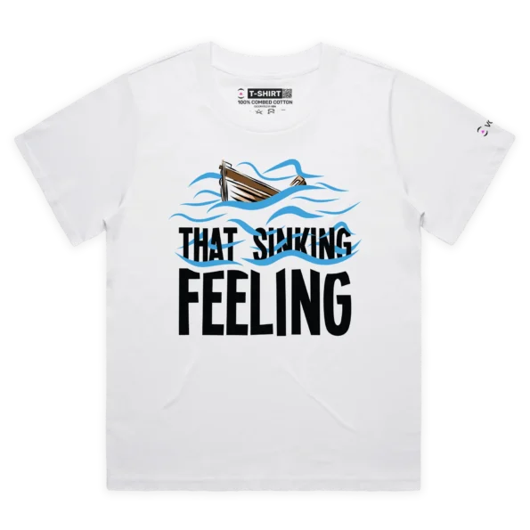 white female sinking boat and feeling loose t-shirt - VOICEART