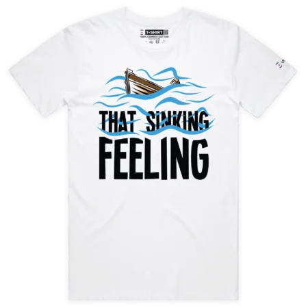 white male sinking boat and feeling t-shirt - VOICEART