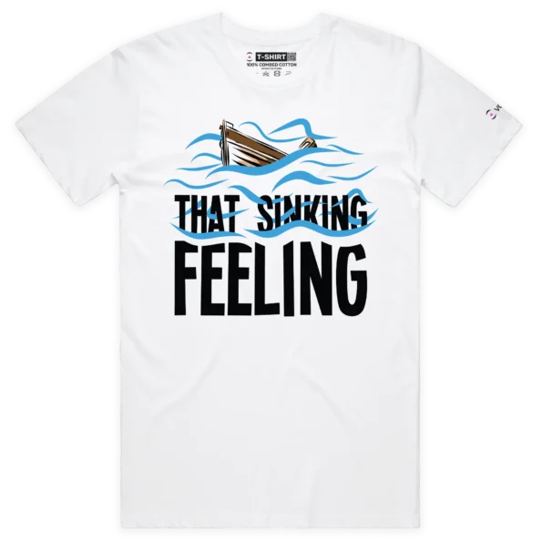 white male sinking boat and feeling t-shirt - VOICEART