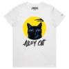 White Female Inspired Cool Cat With City Skyline T-Shirt design VOICEART