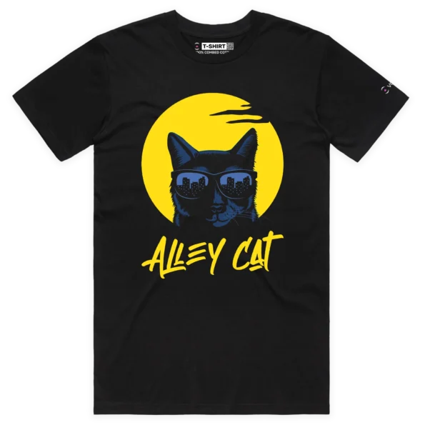 Black Male Inspired Cool Cat With City Skyline T-Shirt design VOICEART