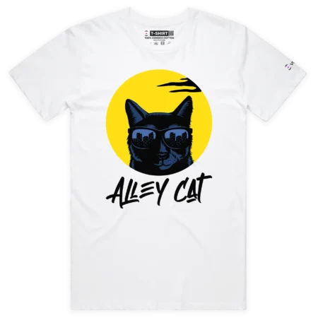 White Male Inspired Cool Cat With City Skyline T-Shirt design VOICEART