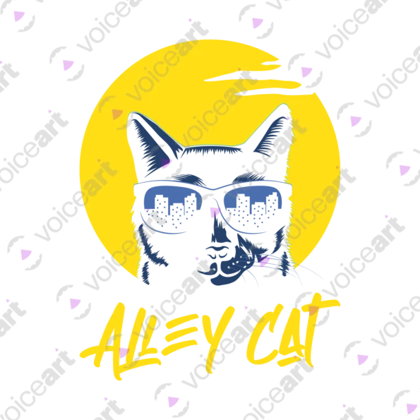 Black Watermark Inspired Cool Cat With City Skyline design VOICEART