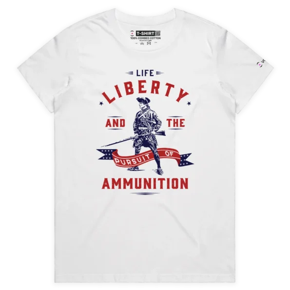 White Female Minuteman T-shirt and the Pursuit of Ammunition premium design VOICEART