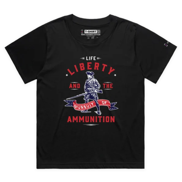 Black Female Loose Minuteman T-shirt and the Pursuit of Ammunition premium design VOICEART