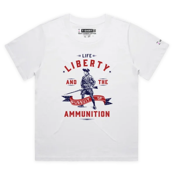 White Female Loose Minuteman T-shirt and the Pursuit of Ammunition premium design VOICEART