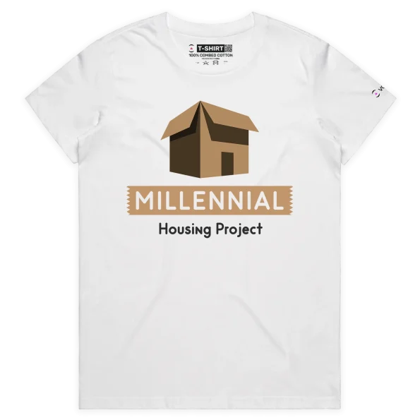 White Female Millennial Housing Project, Cardboard Box T-Shirt design VOICEART