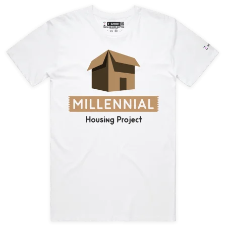 White Male Millennial Housing Project, Cardboard Box T-Shirt design VOICEART