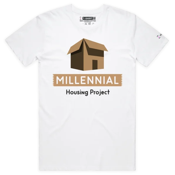 White Male Millennial Housing Project, Cardboard Box T-Shirt design VOICEART