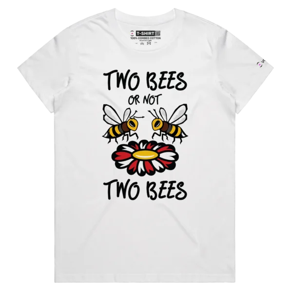 white female t-shirt two bees a flower William Shakespeare theater themed wildlife quote playwright design - VOICEART