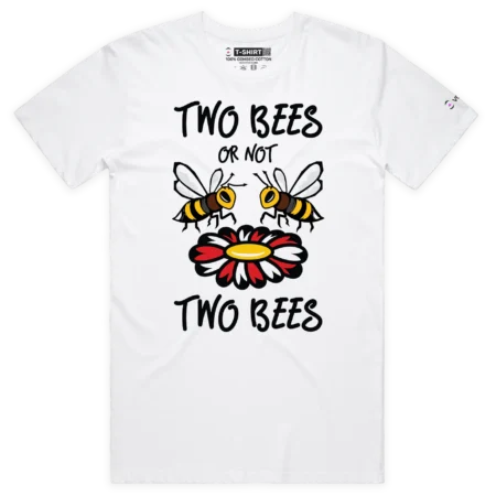 white male t-shirt two bees a flower William Shakespeare themed wildlife quote playwright design - VOICEART