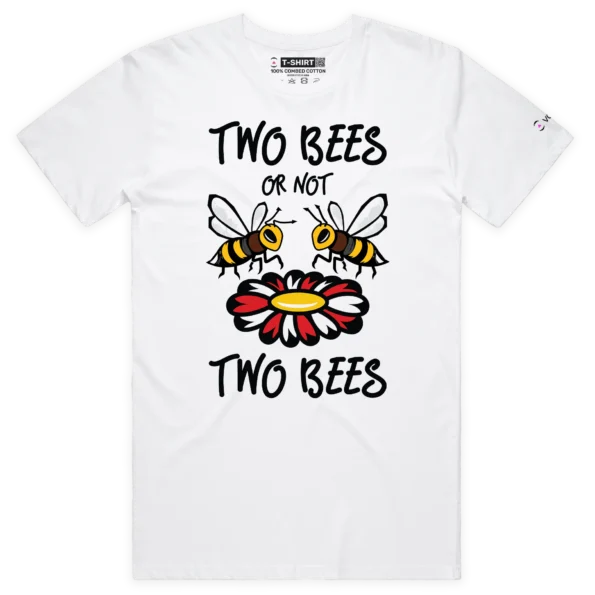 white male t-shirt two bees a flower William Shakespeare themed wildlife quote playwright design - VOICEART