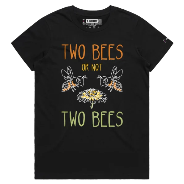 black female t-shirt two bees a flower William Shakespeare themed wildlife playwright design - VOICEART