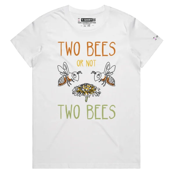 white female t-shirt two bees a flower William Shakespeare themed wildlife playwright design - VOICEART