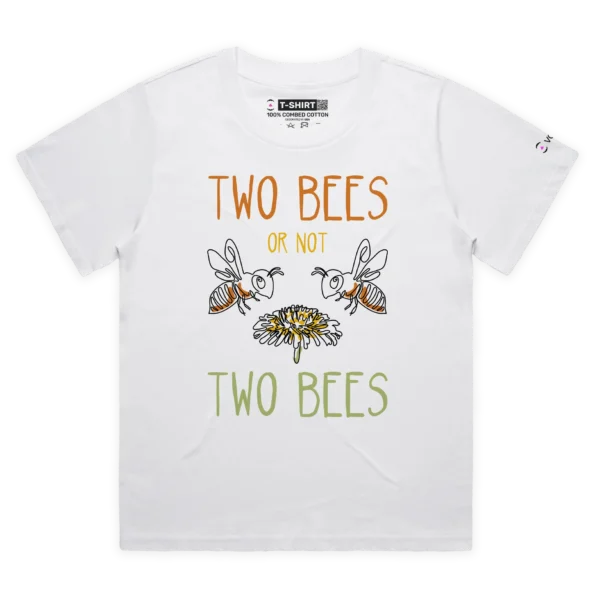 white female loose t-shirt two bees a flower William Shakespeare themed wildlife playwright design - VOICEART