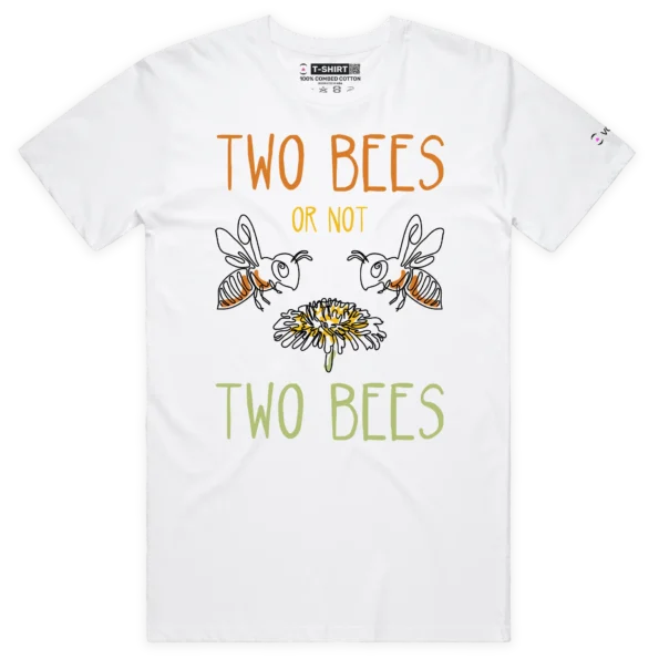 White male t-shirt two bees a flower william shakespeare themed wildlife quote playwright design - VOICEART