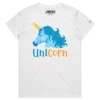 White Female Unicorn with a Corn Cob Horn T-shirt design VOICEART