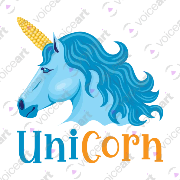 Black watermark Unicorn with a Corn Cob Horn design VOICEART