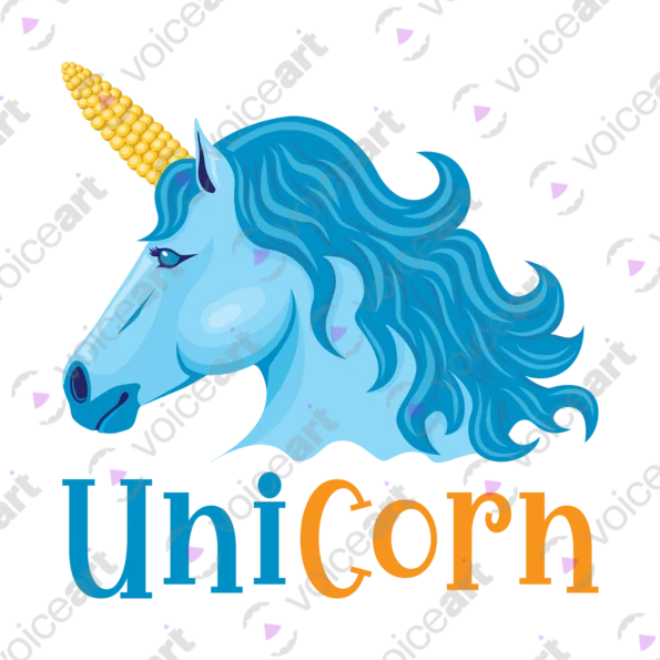 white watermark Unicorn with a Corn Cob Horn design VOICEART