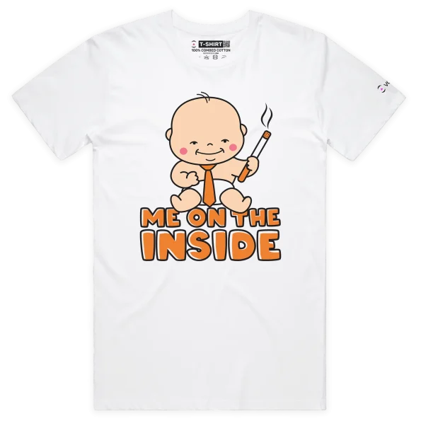 White Male Born to be Wild T-shirt with words ‘Me on the Inside’ design VOICEART