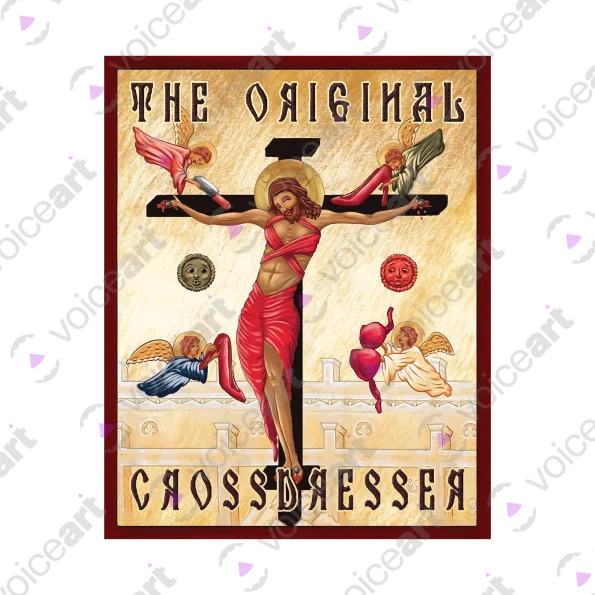 Black Watermark Jesus In Drag as ‘The Original Crossdresser’ design VOICEART