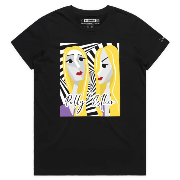 Black Female T-shirt of Polly and Esther shirts business design VOICEART