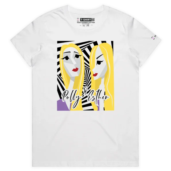 White Female T-shirt of Polly and Esther shirts business design VOICEART