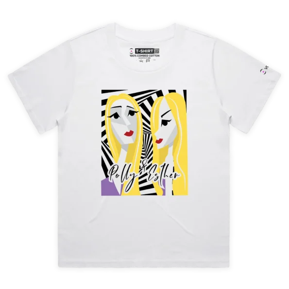 White Female Loose T-shirt of Polly and Esther shirts business design VOICEART