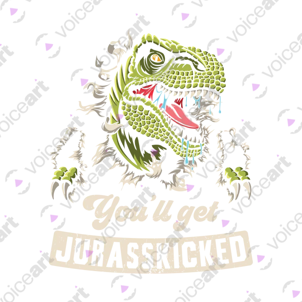 Black watermark Dinosaur Warning: You’ll Get Jurasskicked design VOICEART