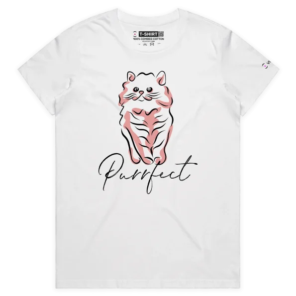 White Female Your ‘Purrfect’ Cat T-shirt design VOICEART