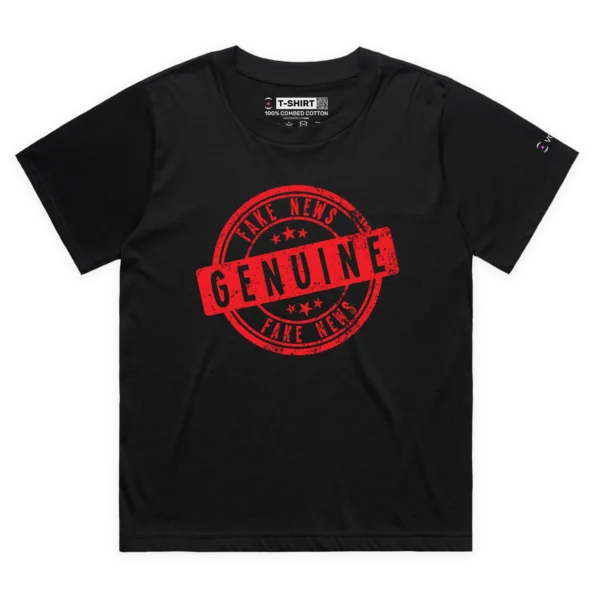 Black Female Loose Genuine Fake News T-shirt design VOICEART