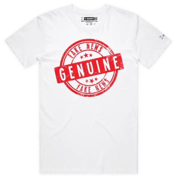 White Male Genuine Fake News T-shirt design VOICEART