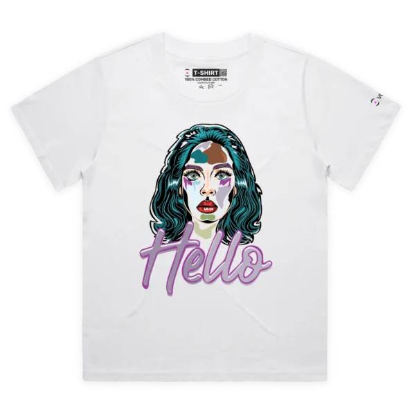 White Female Loose Hello, it's me. Can you hear me? Hello, how are you? tshirt design VOICEART