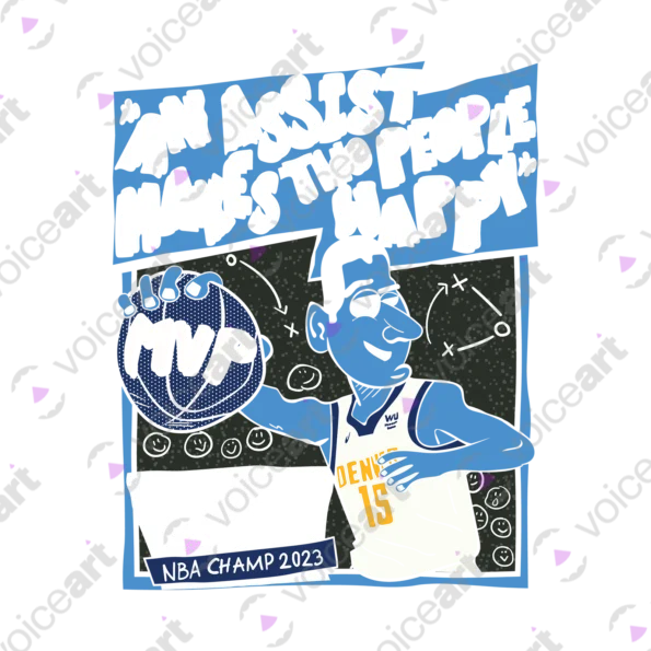 Black watermark Nikola Jokic Quote: ‘Assist Makes Two People Happy’ design VOICEART