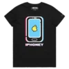 Black Female Cracked Phone with Distorted Apple Logo T-shirt design VOICEART