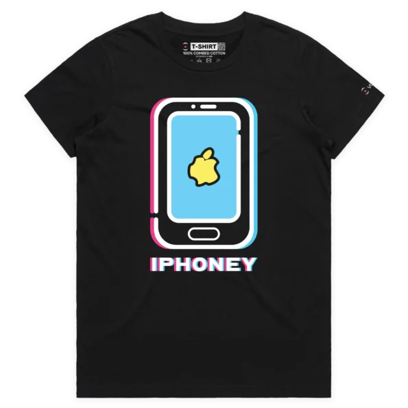 Black Female Cracked Phone with Distorted Apple Logo T-shirt design VOICEART