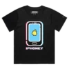 Black Female Loose Cracked Phone with Distorted Apple Logo T-shirt design VOICEART