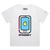 White Female Loose Cracked Phone with Distorted Apple Logo T-shirt design VOICEART