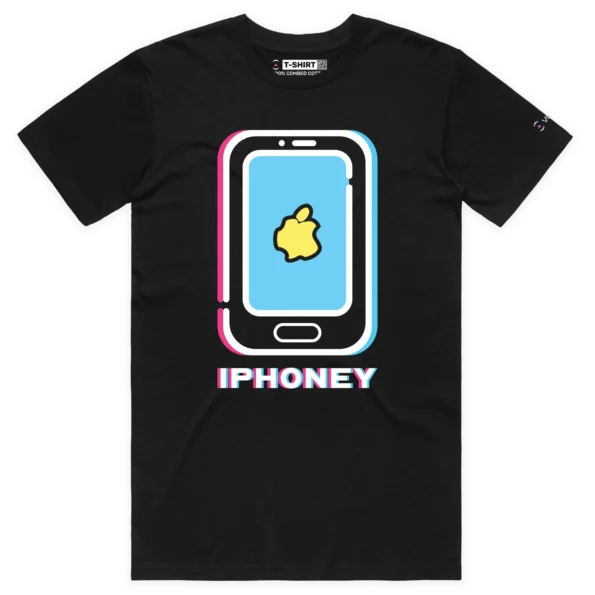 Black Male Cracked Phone with Distorted Apple Logo T-shirt design VOICEART