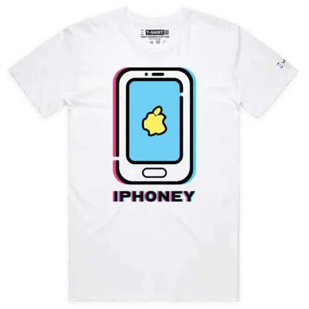 White Male Cracked Phone with Distorted Apple Logo T-shirt design VOICEART