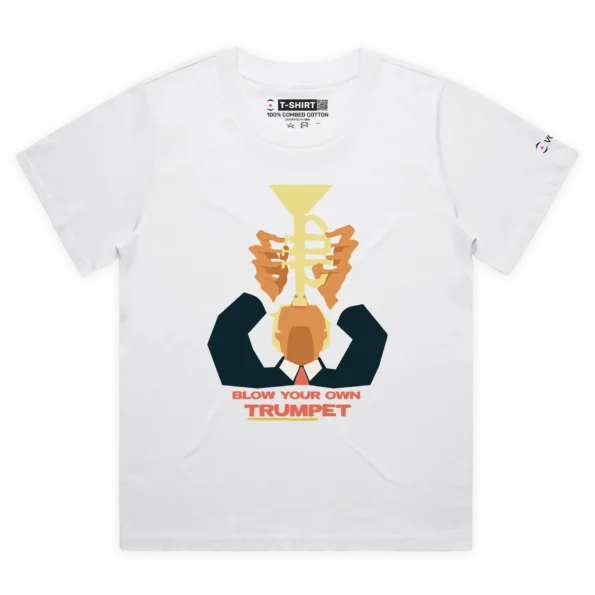 White Female Loose Donald Trump sarcastic and Mildly Offensive T-Shirt design VOICEART