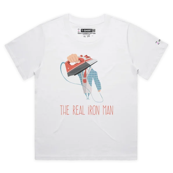 White Female Loose The Real Iron Man T-shirt design VOICEART