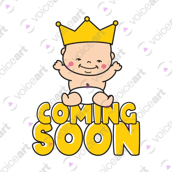 White watermark Your Baby Maybe ‘Coming Soon’ design VOICEART