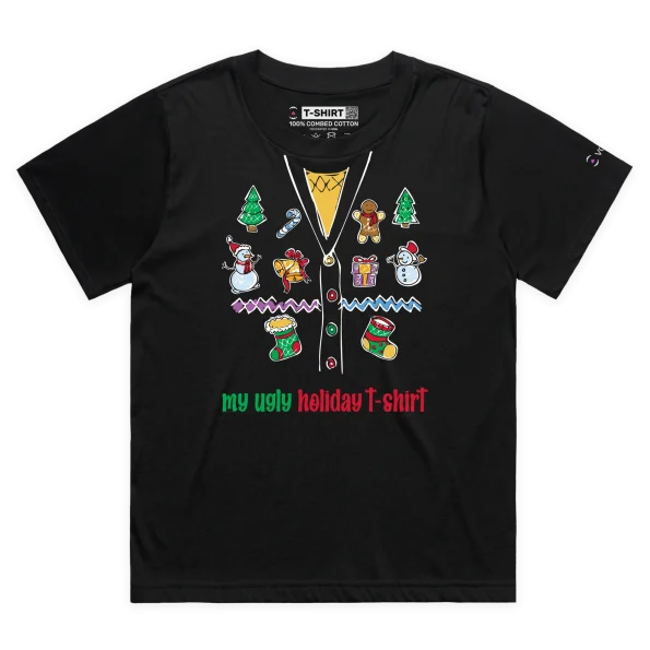 Black Female Loose ‘My Ugly Holiday T-shirt’ design VOICEART