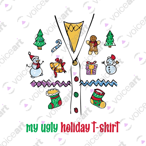 White watermark ‘My Ugly Holiday’ design VOICEART